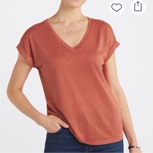 Women's V-Neck Bobeau Rust Knit Top